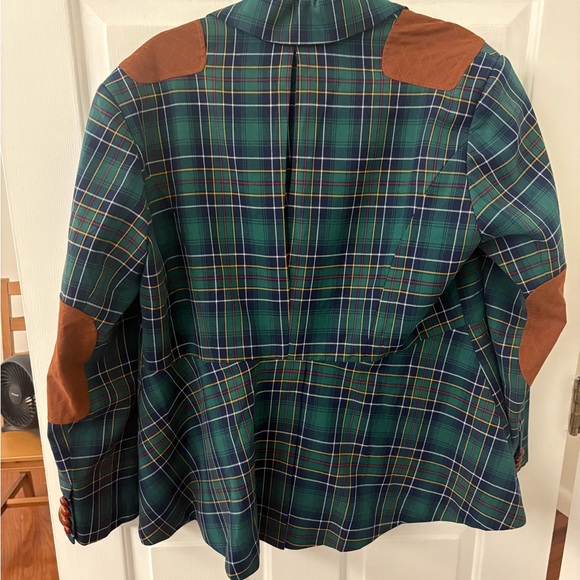 The "Old Girl" Green Plaid Equestrian Women's Blazer Suit Jacket - Picture 4 of 7